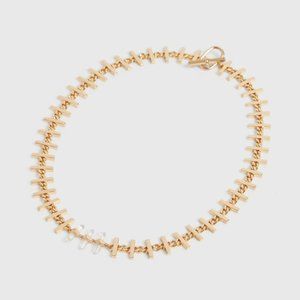 *NEW* All Saints Camila Semi-Precious Crystal Quartz Necklace, Gold-tone